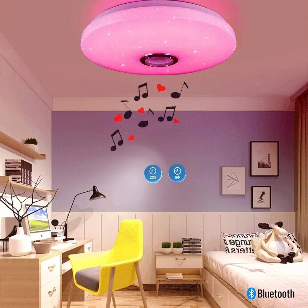 SonoLumière – Plafonnier moderne avec haut-parleur Bluetooth intégré