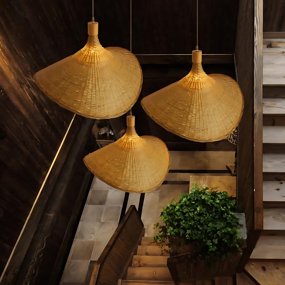 Bambusa – Suspension en rotin et bambou