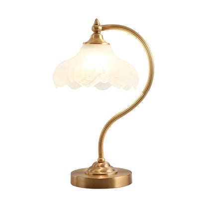 Maribel – Lampe de table vintage en laiton et verre en forme de fleur