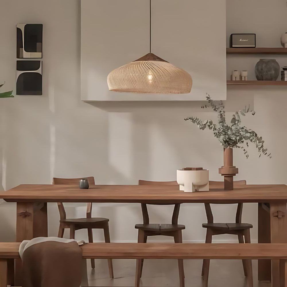 Sana – Lustre en bois et rotin