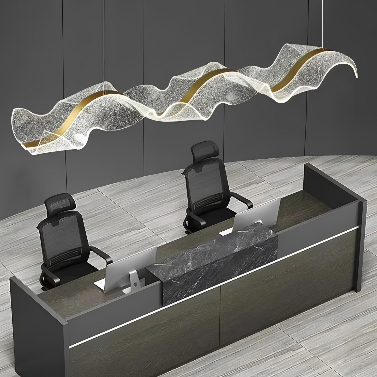 Sirius – Éclairage Îlot LED Moderne en Forme Ondulée