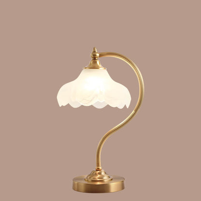 Maribel – Lampe de table vintage en laiton et verre en forme de fleur