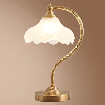Maribel – Lampe de table vintage en laiton et verre en forme de fleur