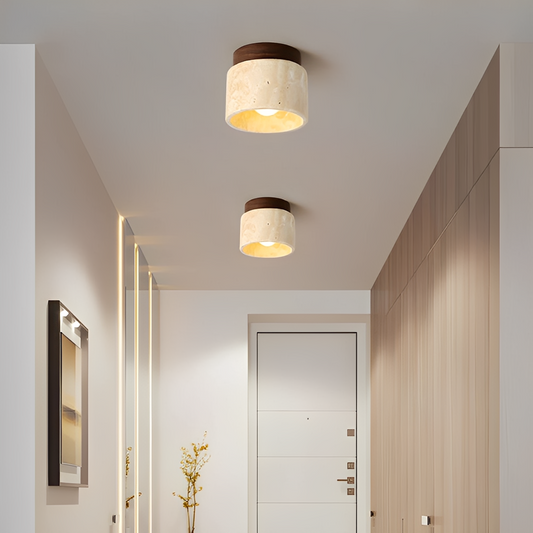 Aira – Lampe de plafond en bois jaune pierre de grotte
