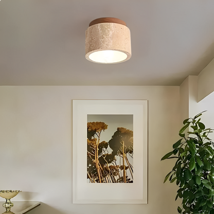 Aira – Lampe de plafond en bois jaune pierre de grotte