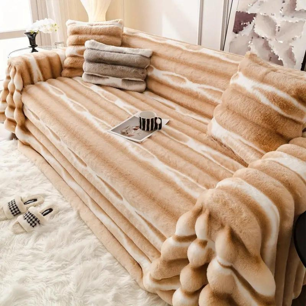 Juvy – Housse de canapé en fausse fourrure veloutée