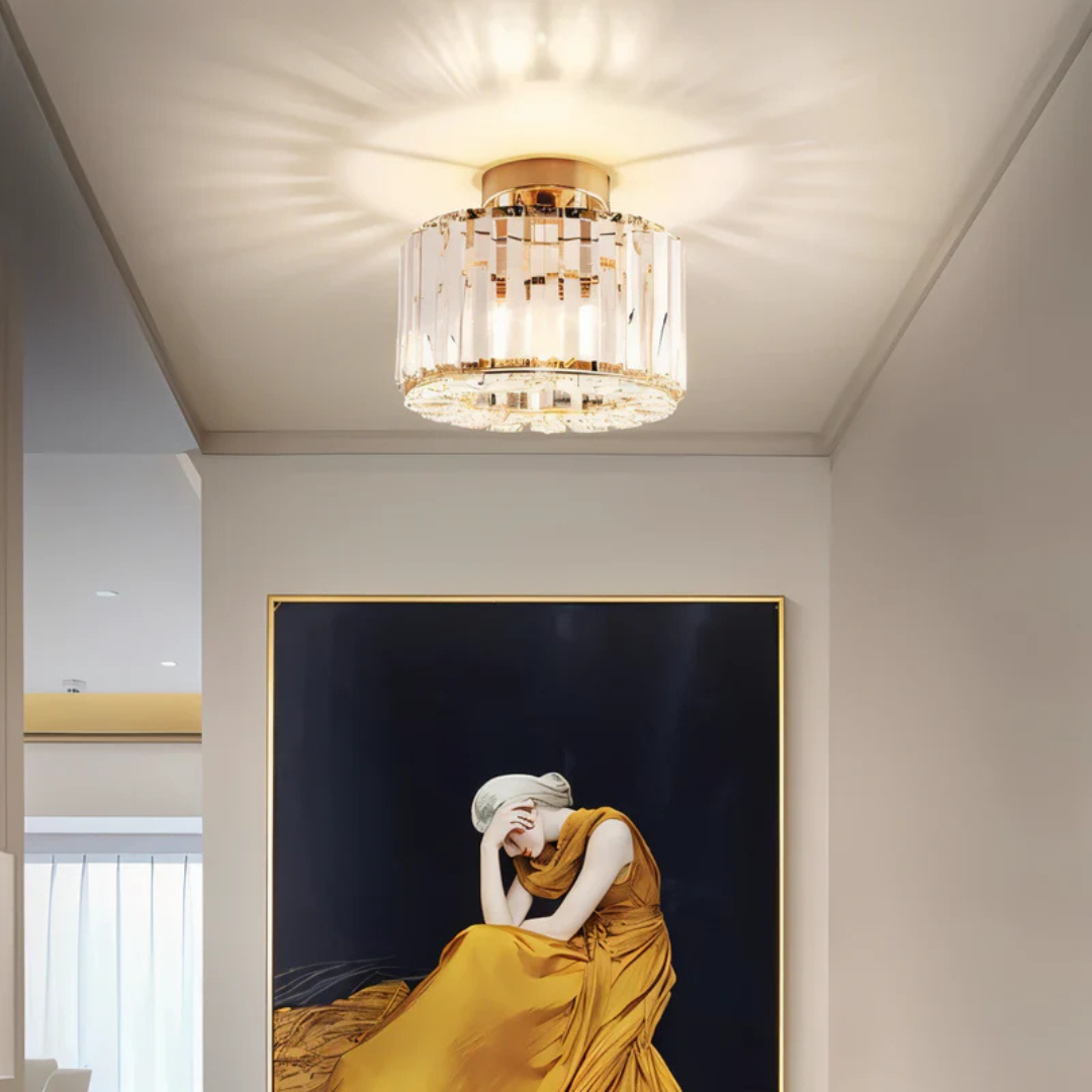 Elle – Plafonnier en cristal doré