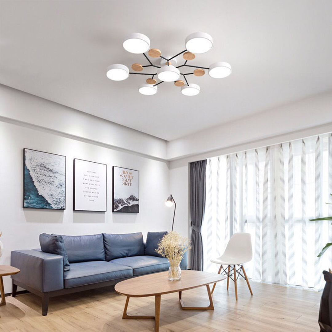 Lina – Lampe de plafond artistique en métal et bois