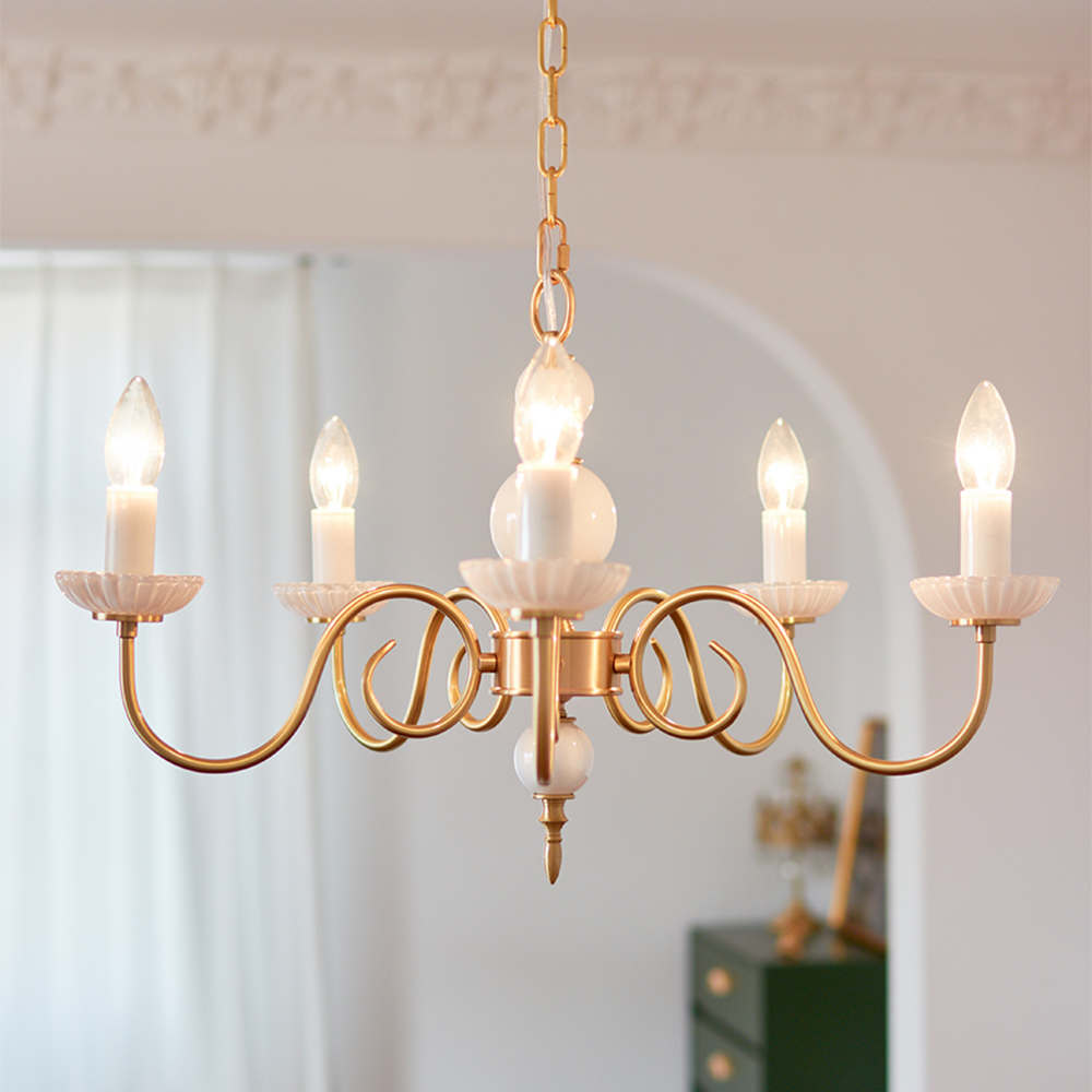Alaric – Lustre rétro américain en verre crème