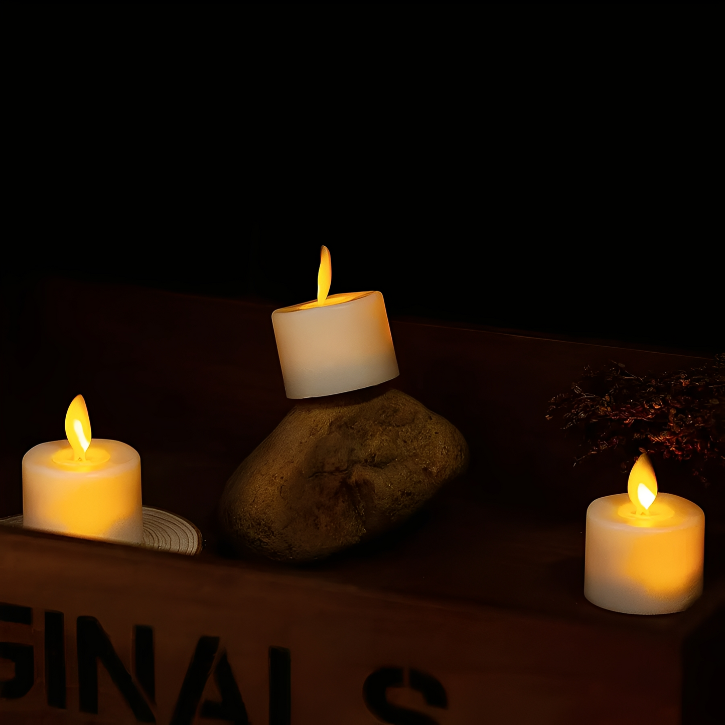 GlowLite – Bougie LED vacillante en Beige