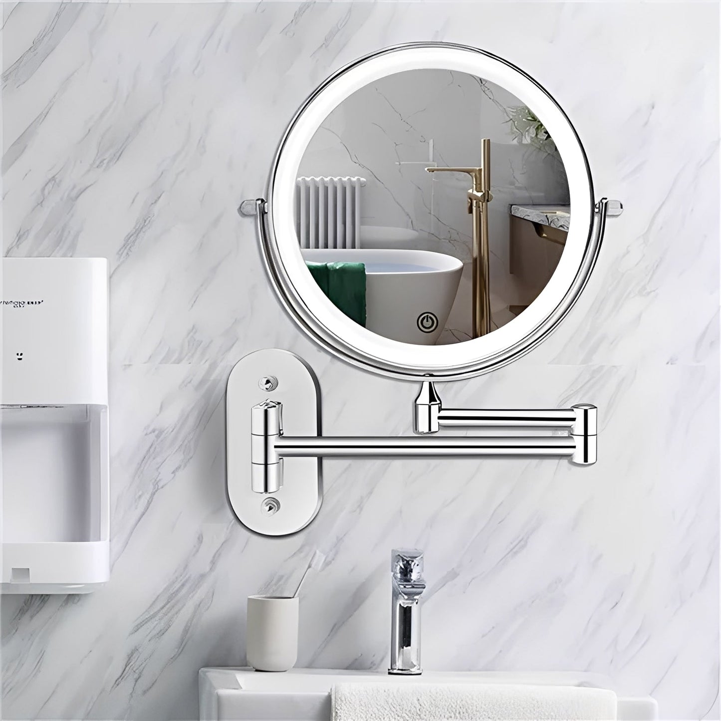 Kaori – Miroir de maquillage LED pliant mural