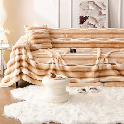 Juvy – Housse de canapé en fausse fourrure veloutée