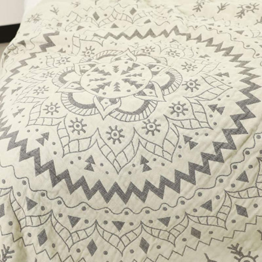 Malte – Couverture de jour avec motif beige et gris