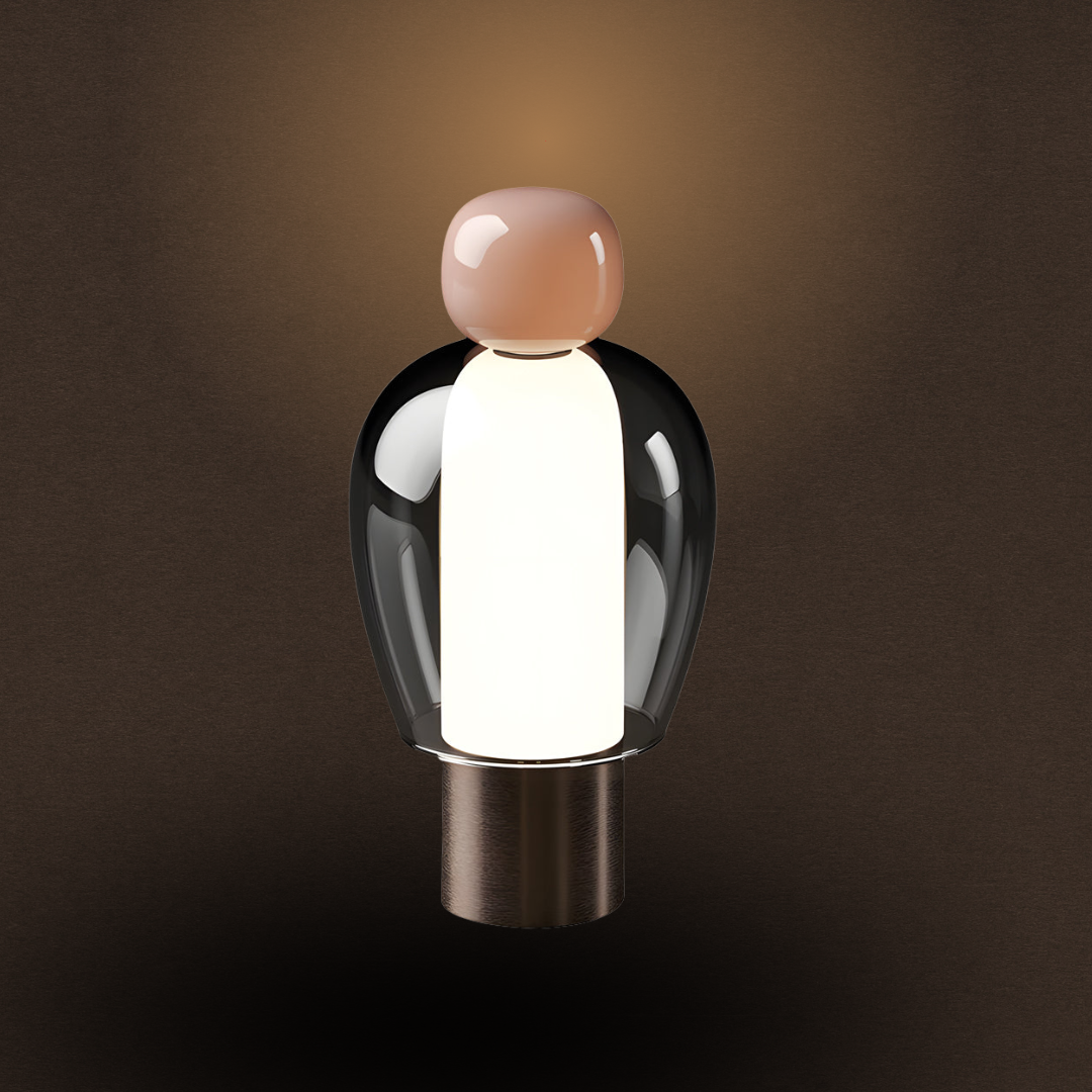 Claria – Lampe de table en verre LED dimmable et rechargeable pour accents déco modernes