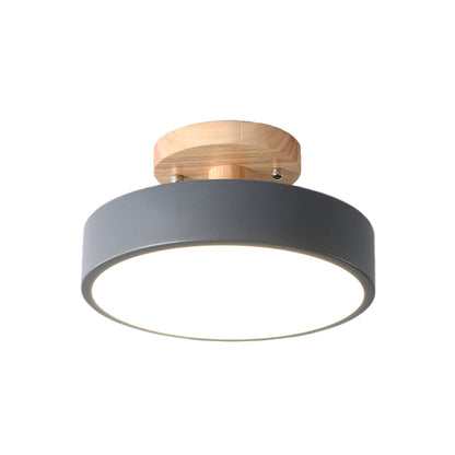 Lunira – Lampe de plafond en fer coloré avec détail en bois