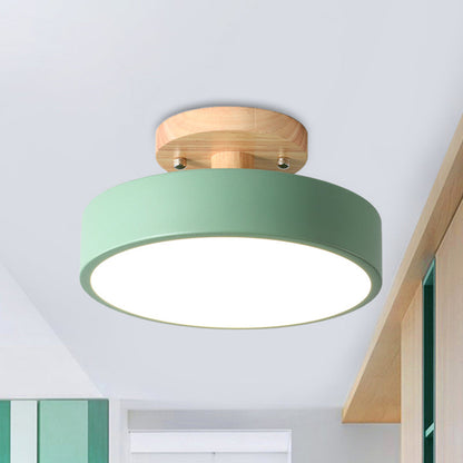 Lunira – Lampe de plafond en fer coloré avec détail en bois