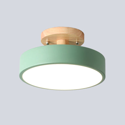 Lunira – Lampe de plafond en fer coloré avec détail en bois