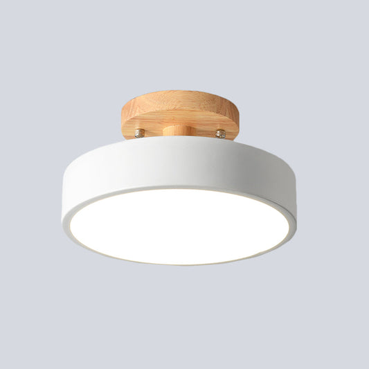 Lunira – Lampe de plafond en fer coloré avec détail en bois