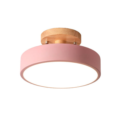 Lunira – Lampe de plafond en fer coloré avec détail en bois