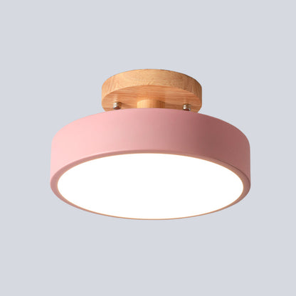 Lunira – Lampe de plafond en fer coloré avec détail en bois