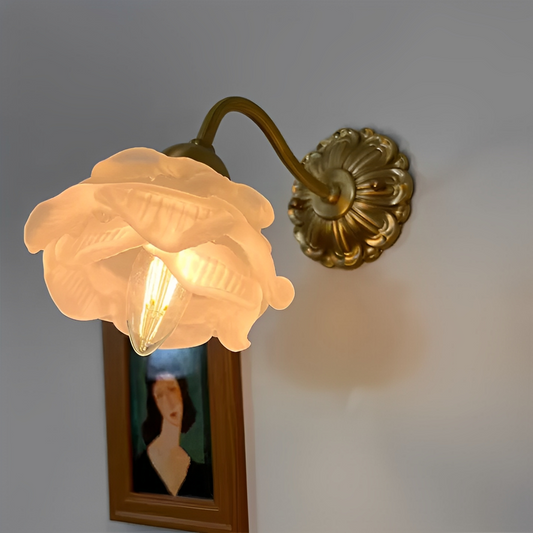 Flora – Applique murale style vintage avec verre fleurs et aspect cuivre