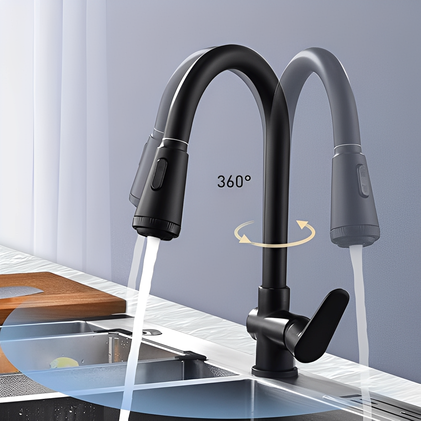 Nerio – Robinet Mitigeur Extensible Noir