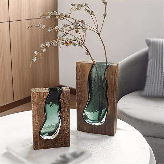 Miyako – Vase en bois et verre nordique à bord vivant