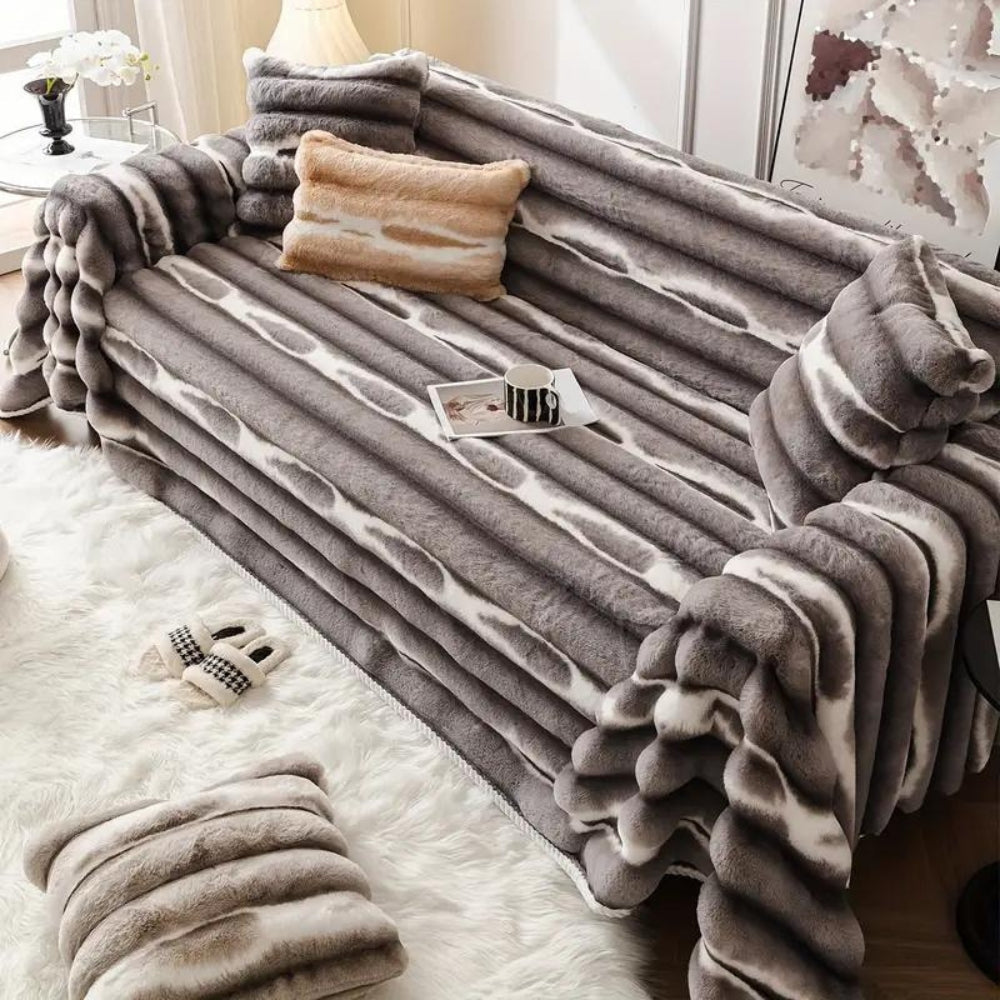 Juvy – Housse de canapé en fausse fourrure veloutée