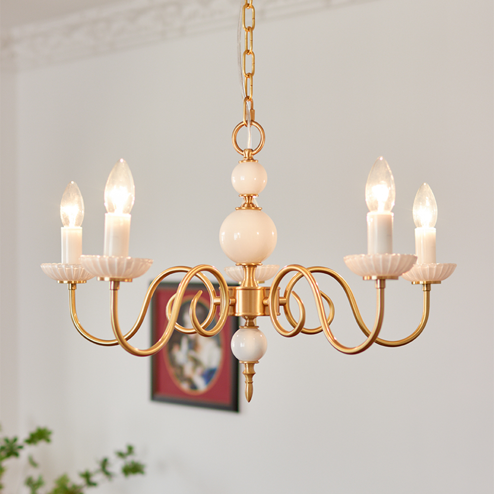 Alaric – Lustre rétro américain en verre crème