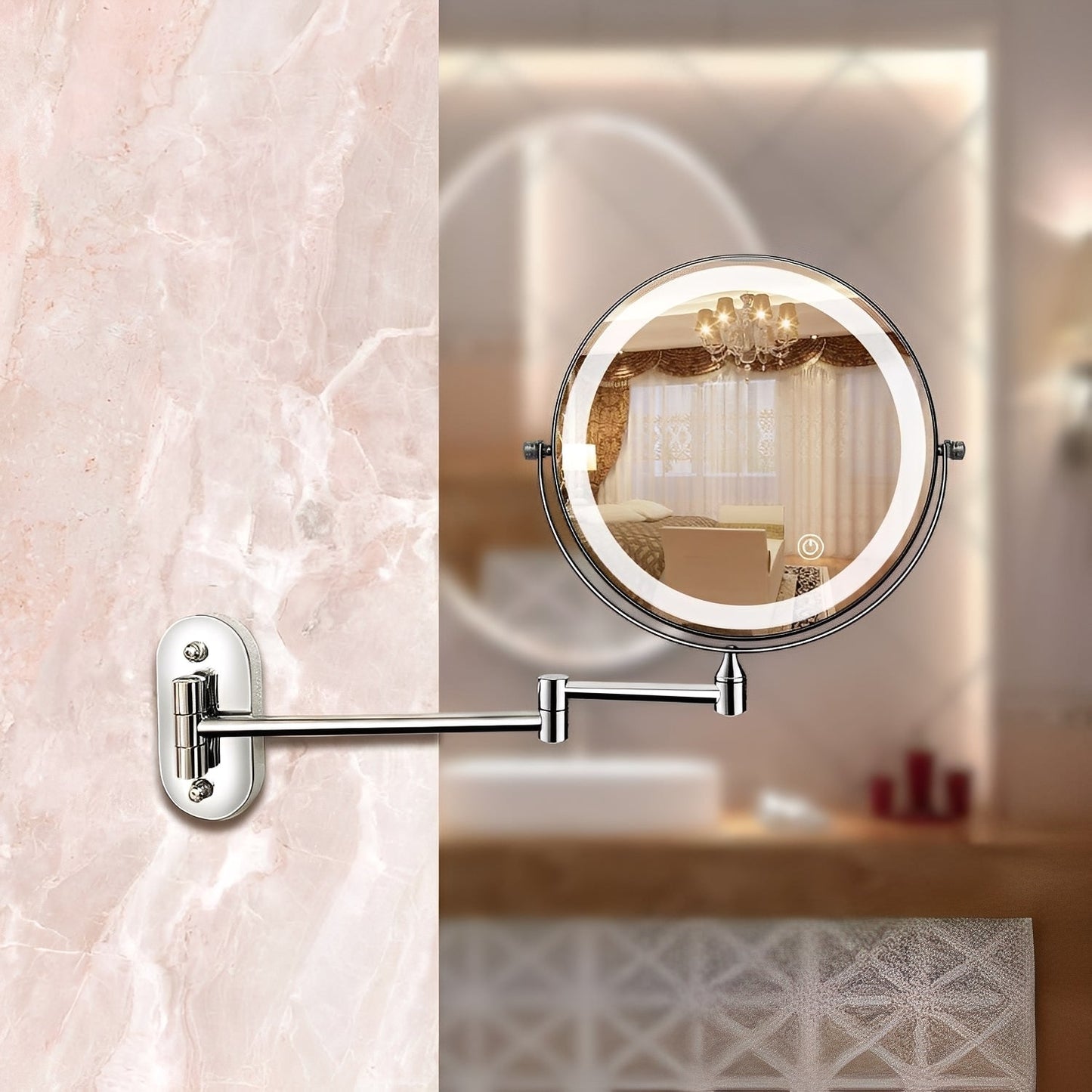 Kaori – Miroir de maquillage LED pliant mural