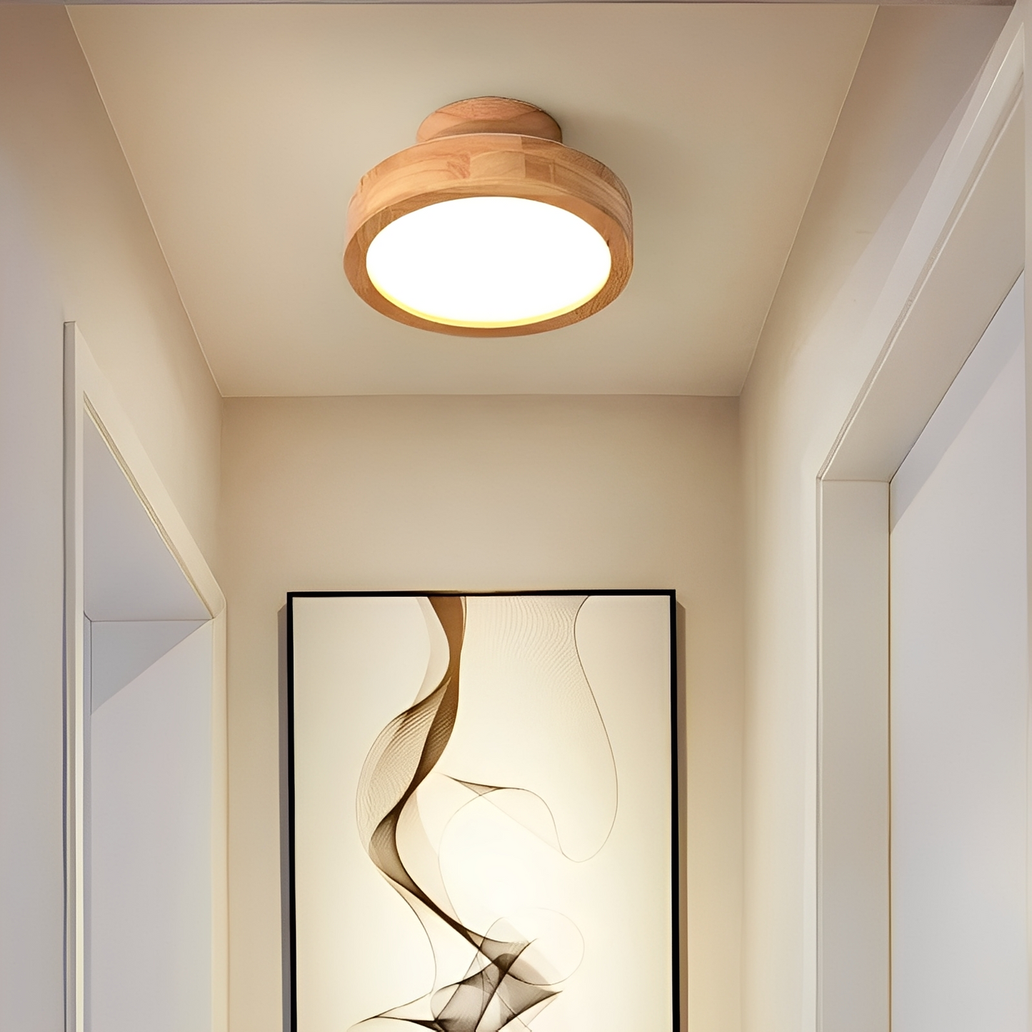 Airi – Lampe de plafond ronde en bois