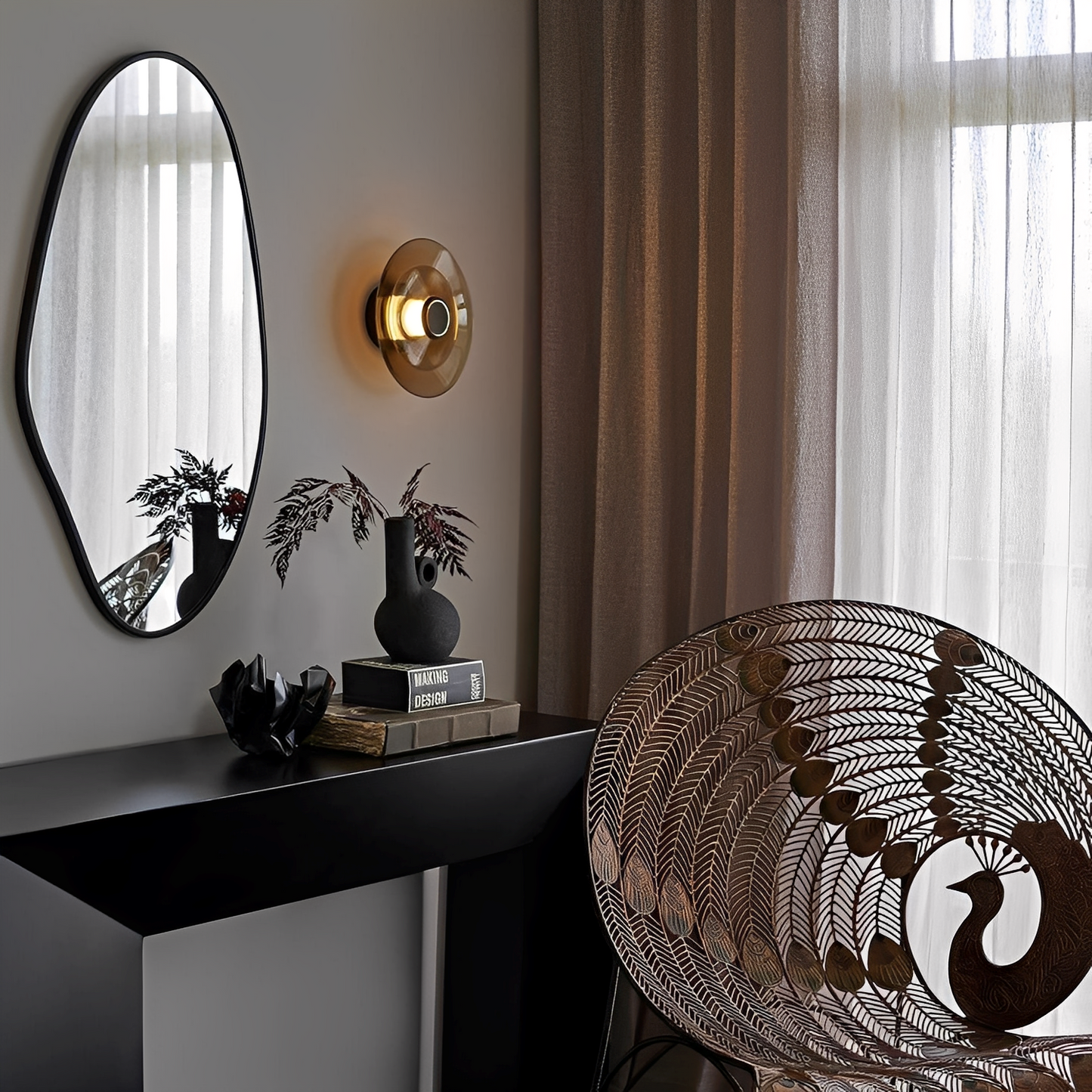 Isabella – Lampe Murale Simple Lanterne en Soie