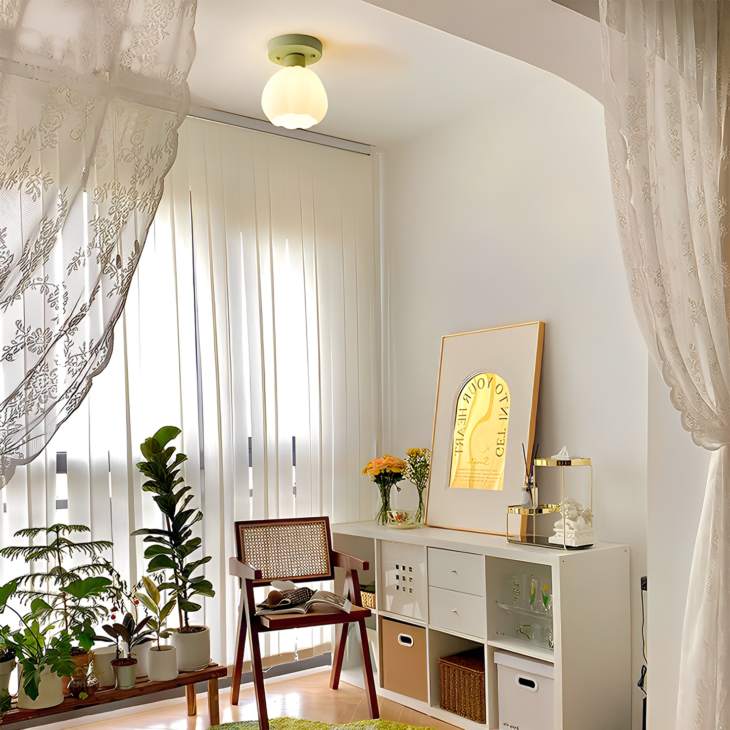Amora – Lampe Plafond Citrouille Crème