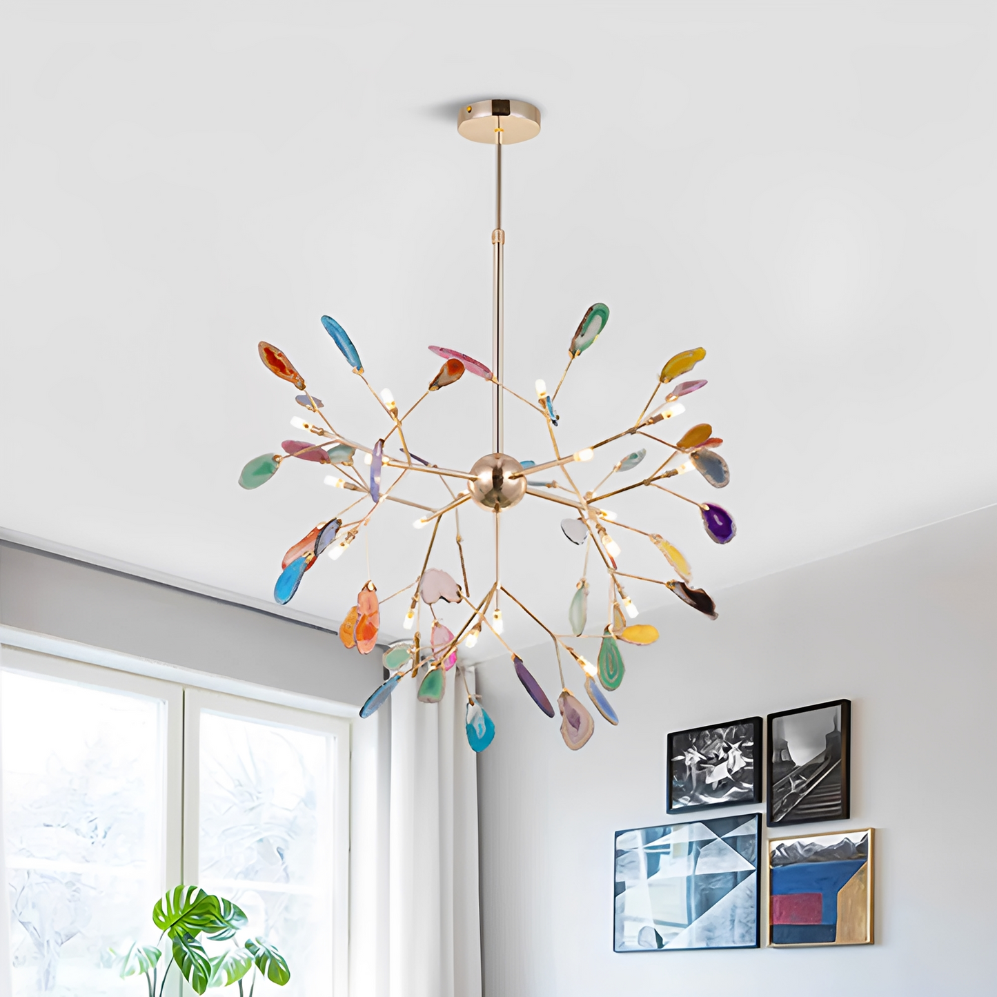 Auron – Lustre LED décoratif avec pierre d'onyx style nordique