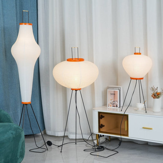 Noa – Lampe de sol avec papier de riz : Calme minimaliste en forme de lumière