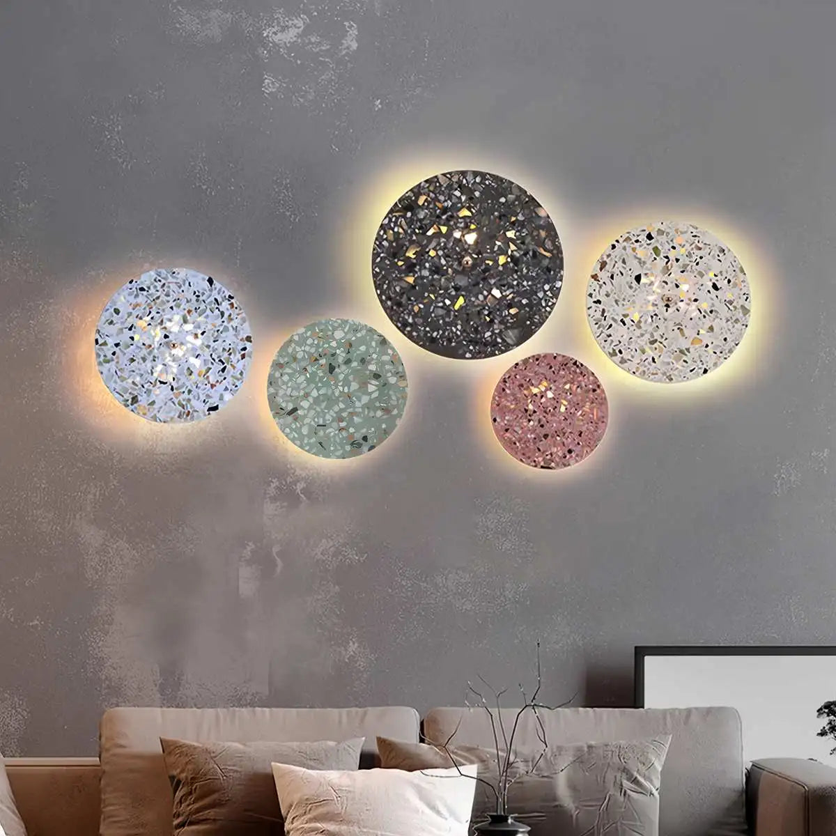 Yura – Applique murale ronde en terrazzo nordique