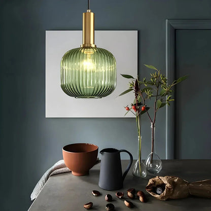 Miyako – Suspension en verre à rayures