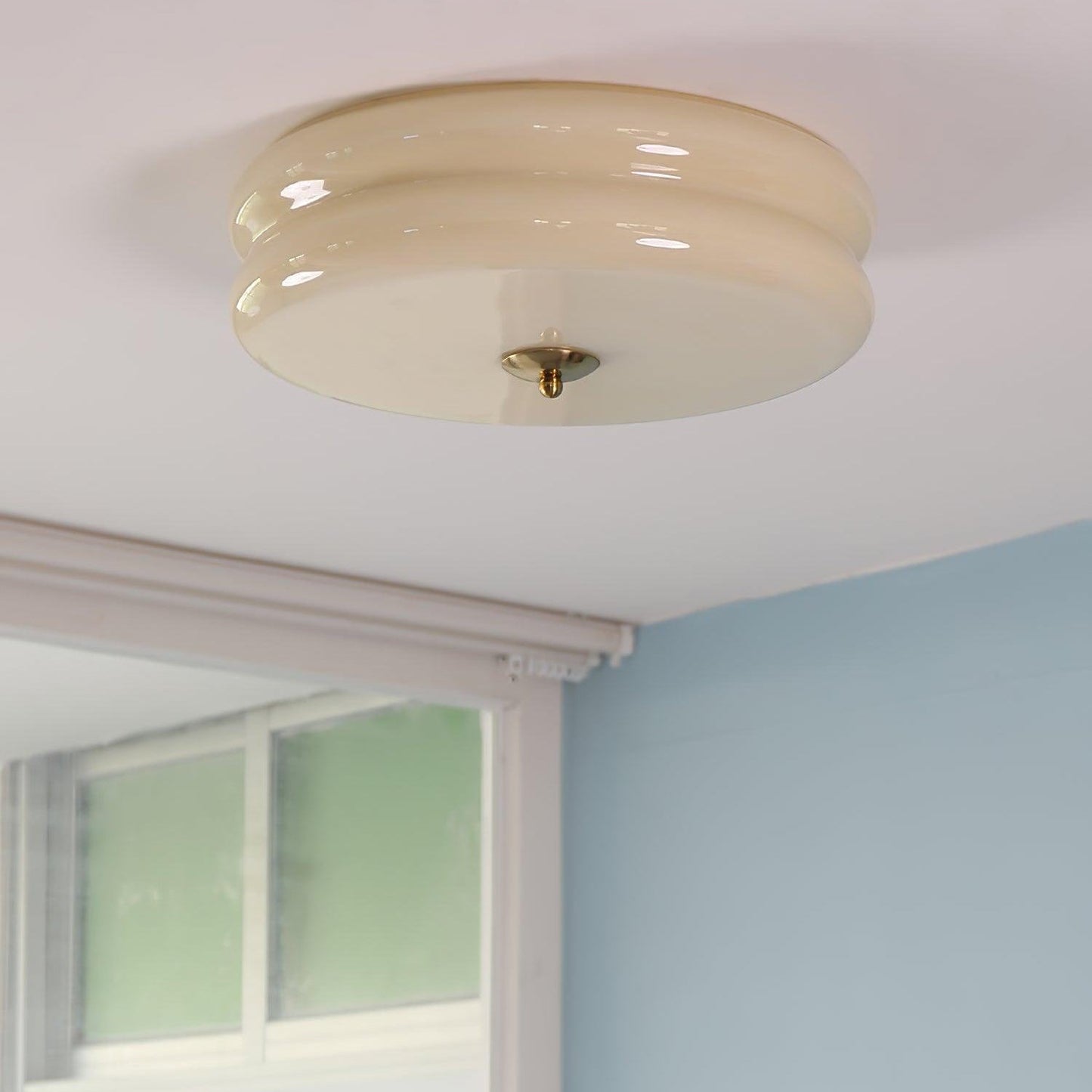 Elon – Lampe de plafond simple en verre crème