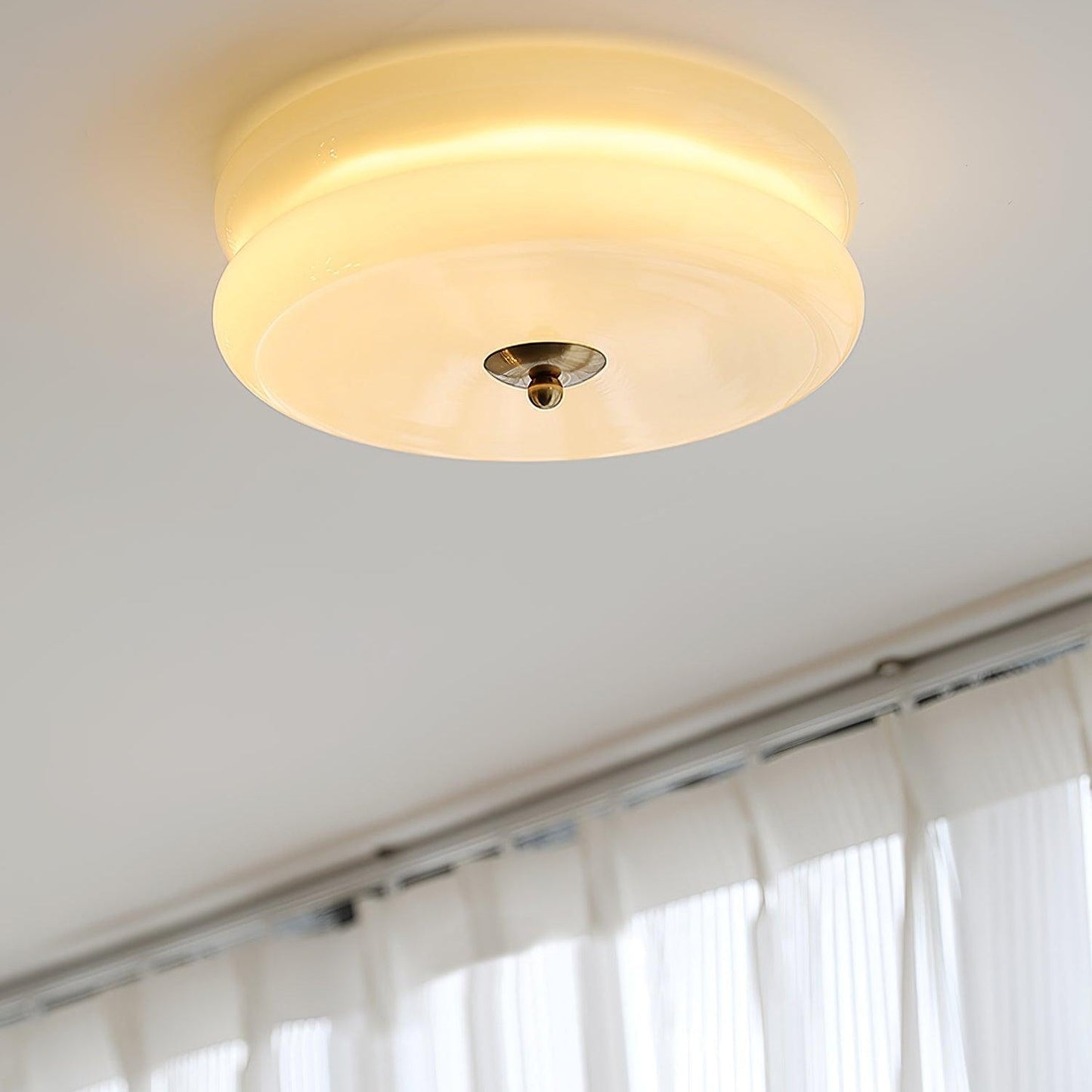 Elon – Lampe de plafond simple en verre crème