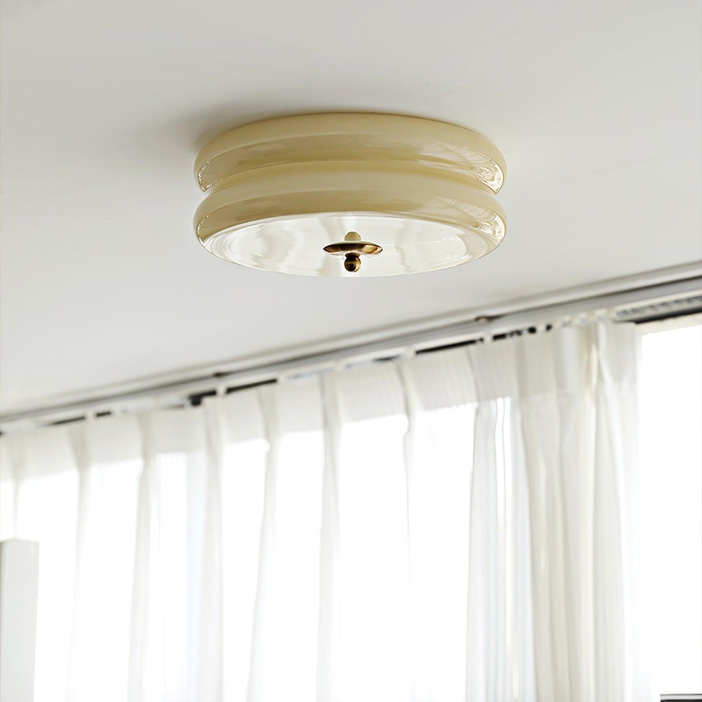 Elon – Lampe de plafond simple en verre crème