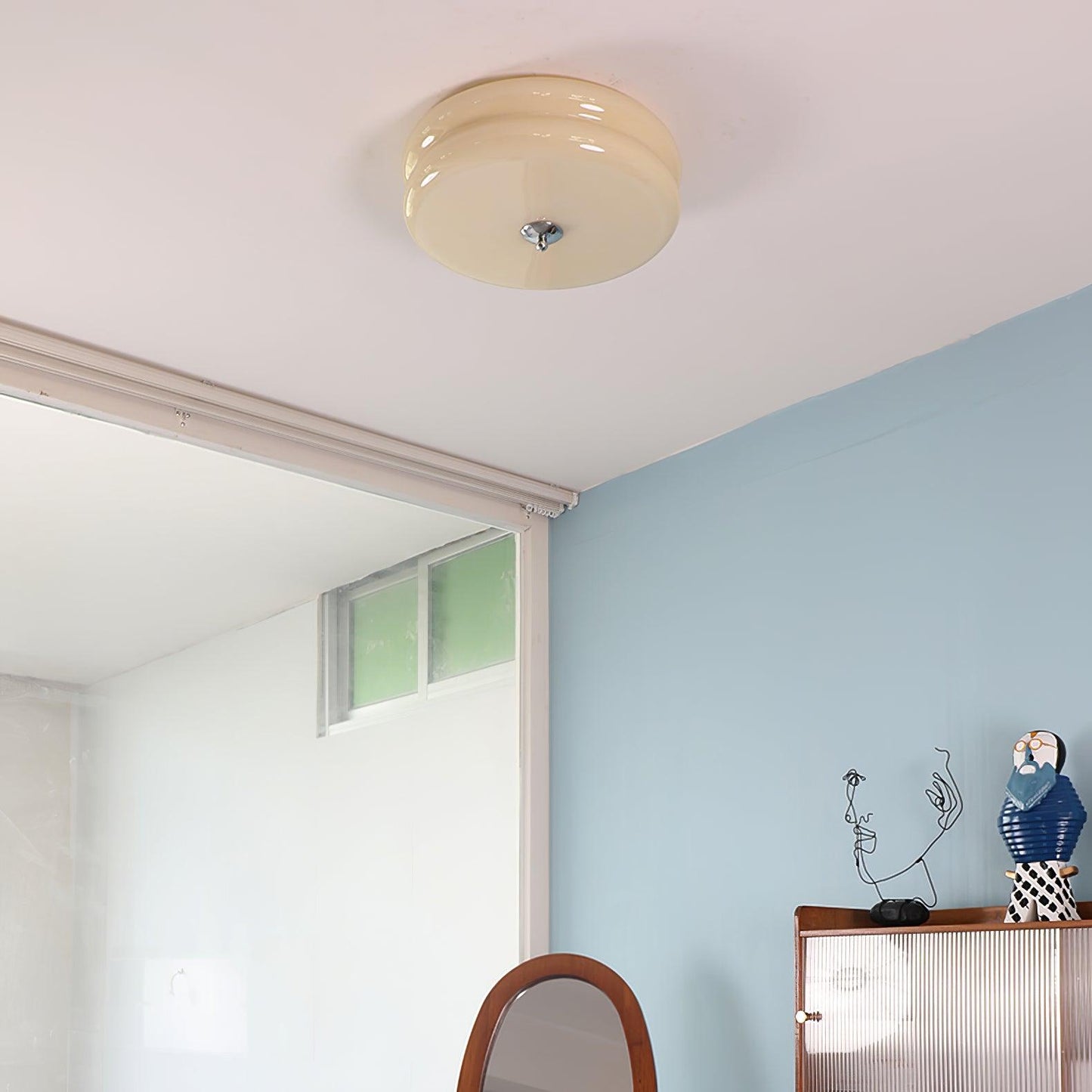 Elon – Lampe de plafond simple en verre crème
