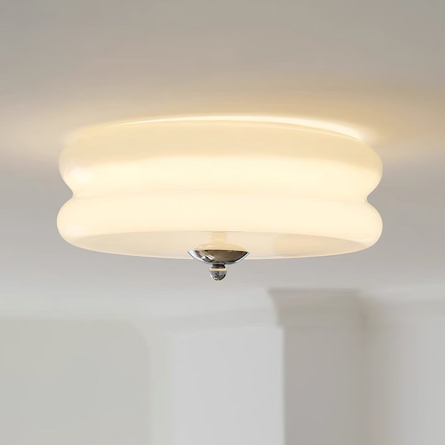 Elon – Lampe de plafond simple en verre crème