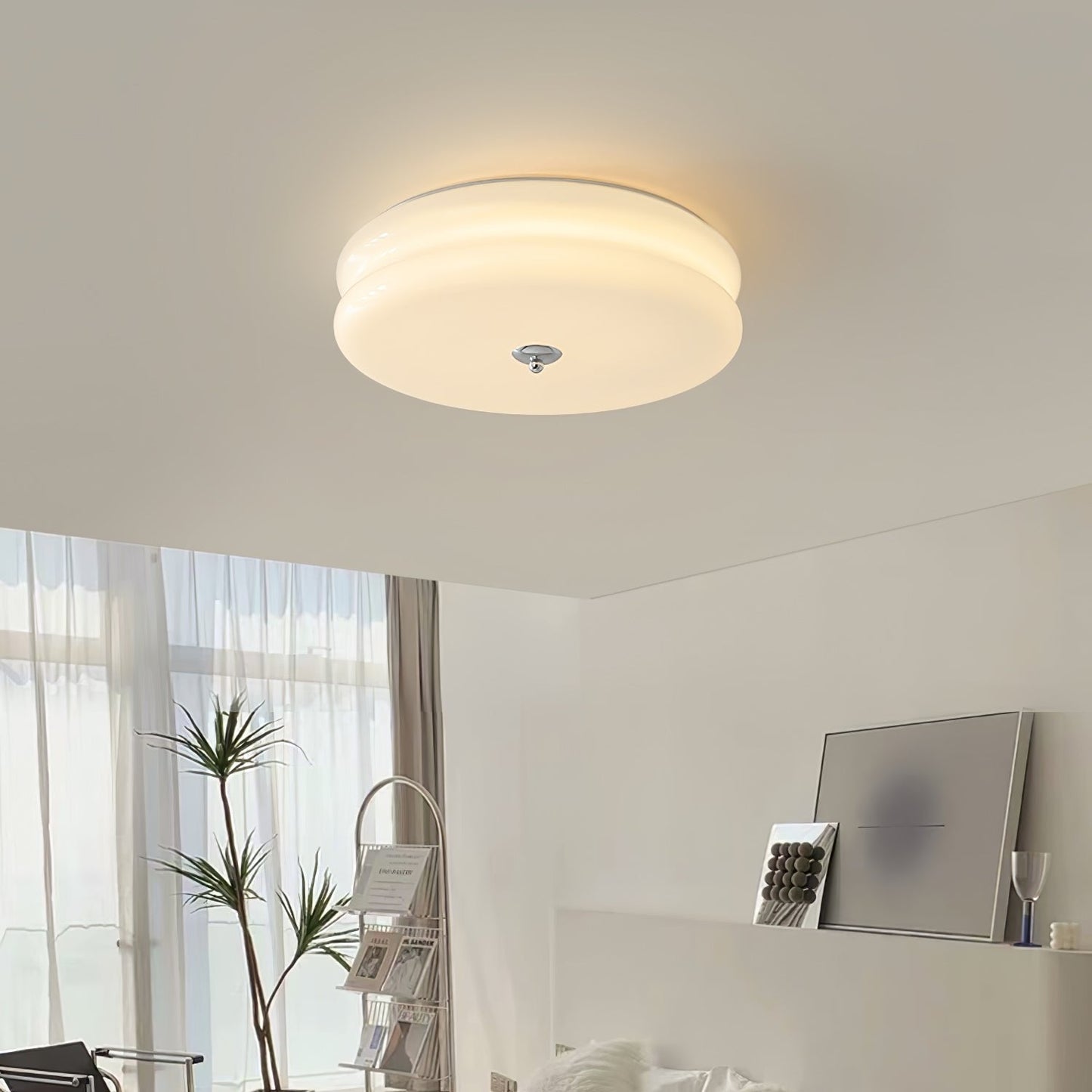 Elon – Lampe de plafond simple en verre crème