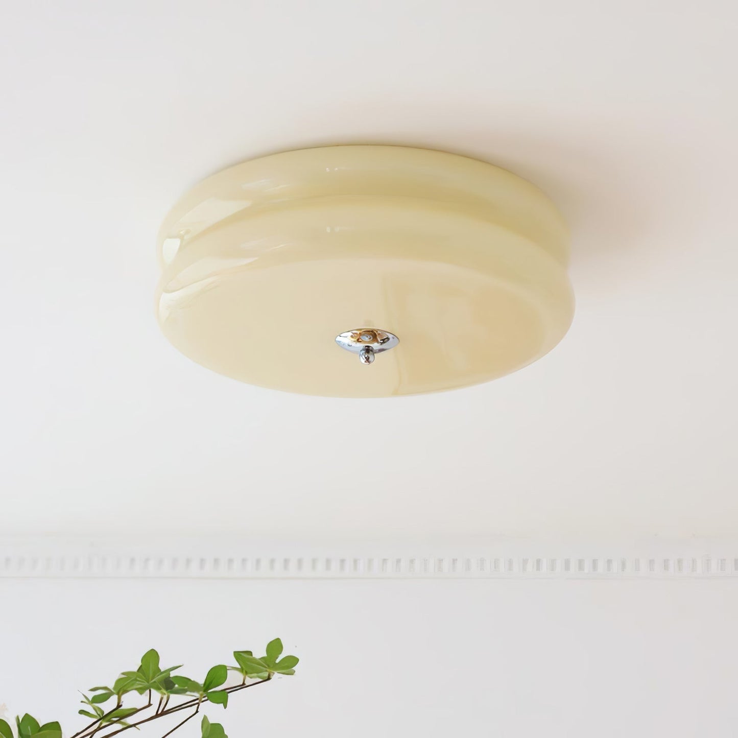 Elon – Lampe de plafond simple en verre crème