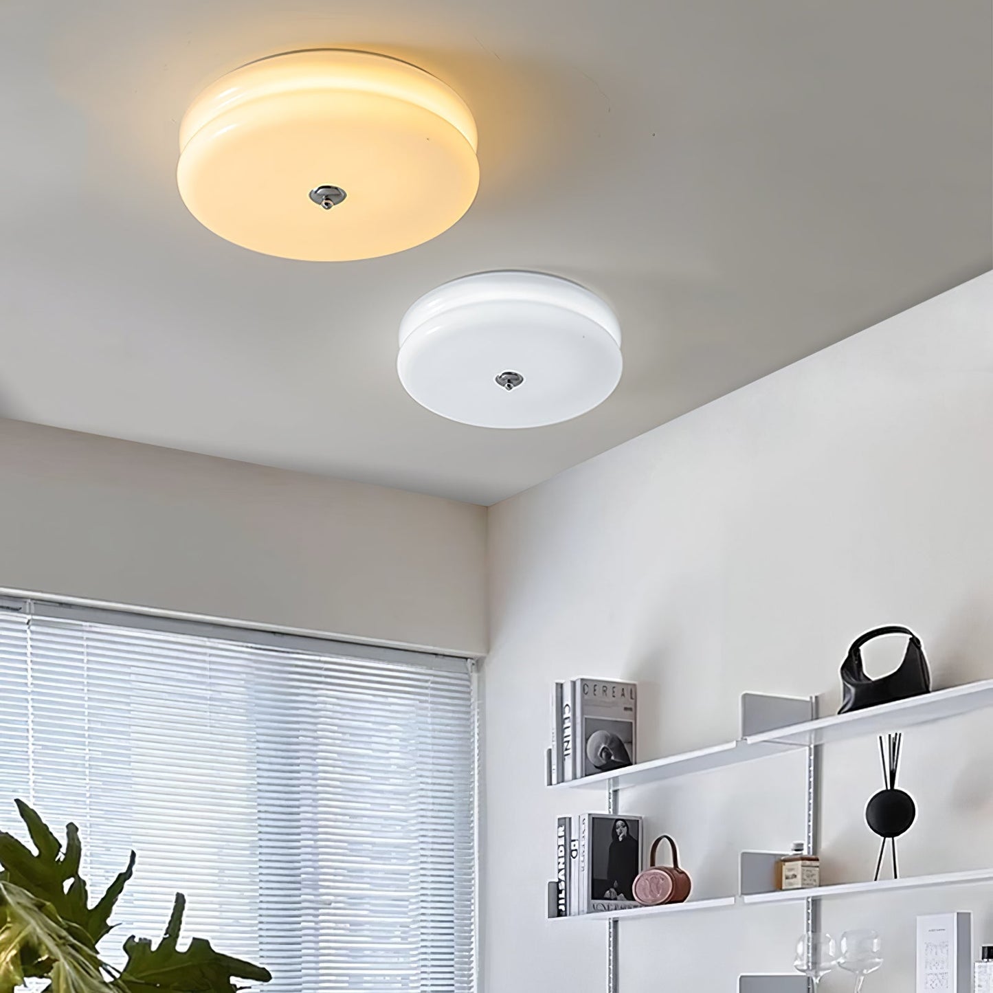 Elon – Lampe de plafond simple en verre crème