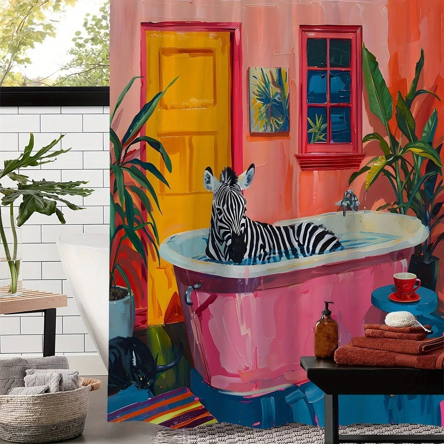 Marlow – Rideau de douche imperméable avec motif de baignoire
