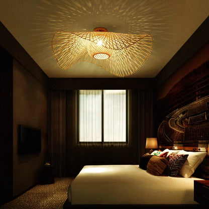 Nami – Lampe de Plafond Vagues en Bambou Japonaises