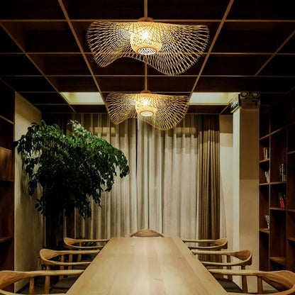 Nami – Lampe de Plafond Vagues en Bambou Japonaises