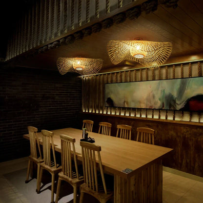 Nami – Lampe de Plafond Vagues en Bambou Japonaises