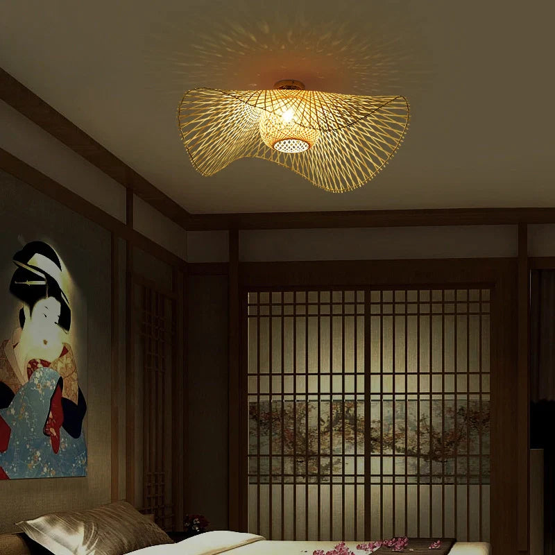 Nami – Lampe de Plafond Vagues en Bambou Japonaises